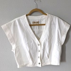 Madewell cropped white denim shirt
